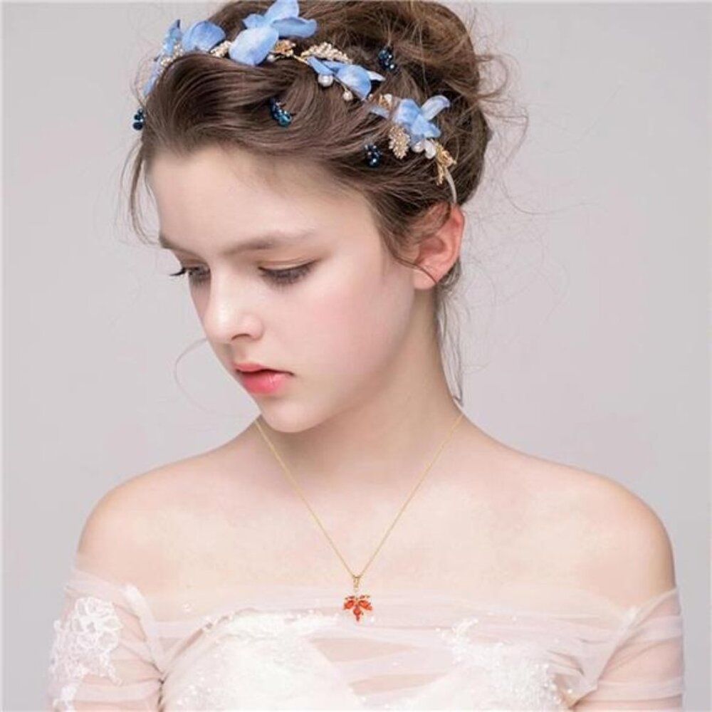 Maple leaf Dainty Chain Simple Pendant Necklace for Women Cute Cubic Zirconia - Picture 5 of 8